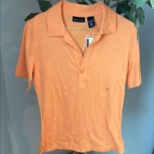 New York & Company Women's Orange Polo Shirt